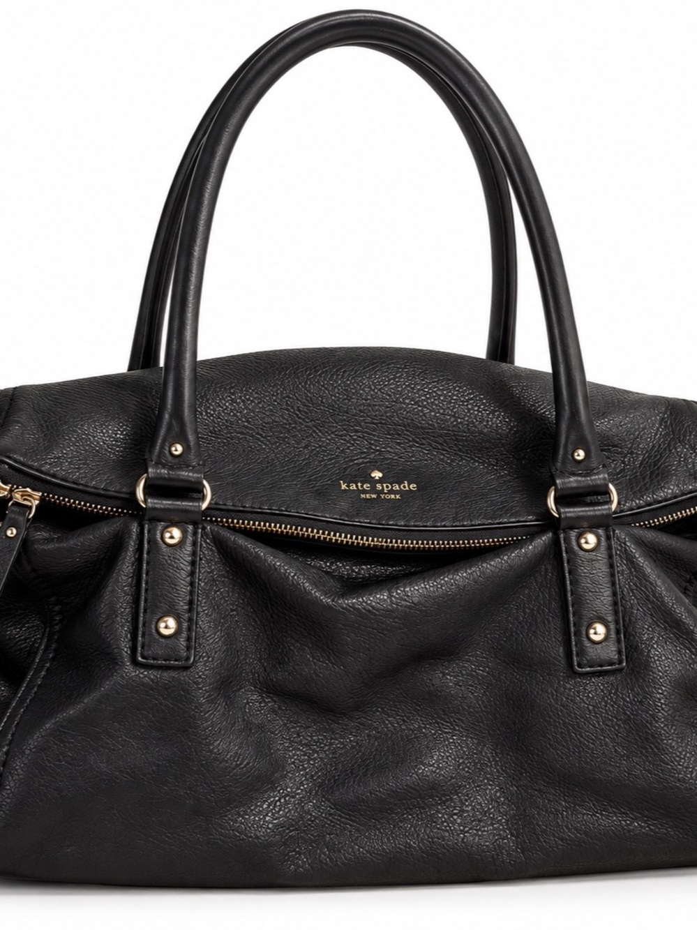 Kate Spade Cobble Hill Leslie Large Black Pebbled Leather Satchel $428